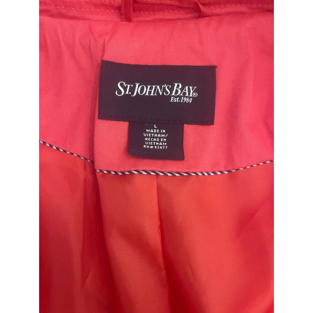 St. Johns Bay Womens Classic Trench Coat Sz L Preppy Reddish Pink Heritage - Picture 6 of 16